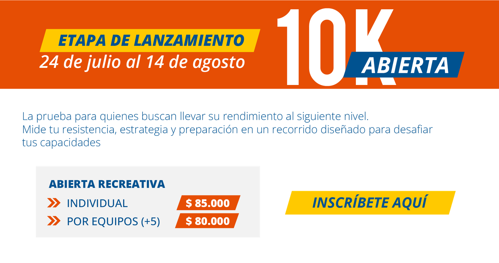 Running Unisangil- Categoría 10k - La prueba para quienes buscan llevar su rendimiento al siguiente nivel. Mide tu resistencia, estrategia y preparación en un recorrido diseñado para desafiar tus capacidades.